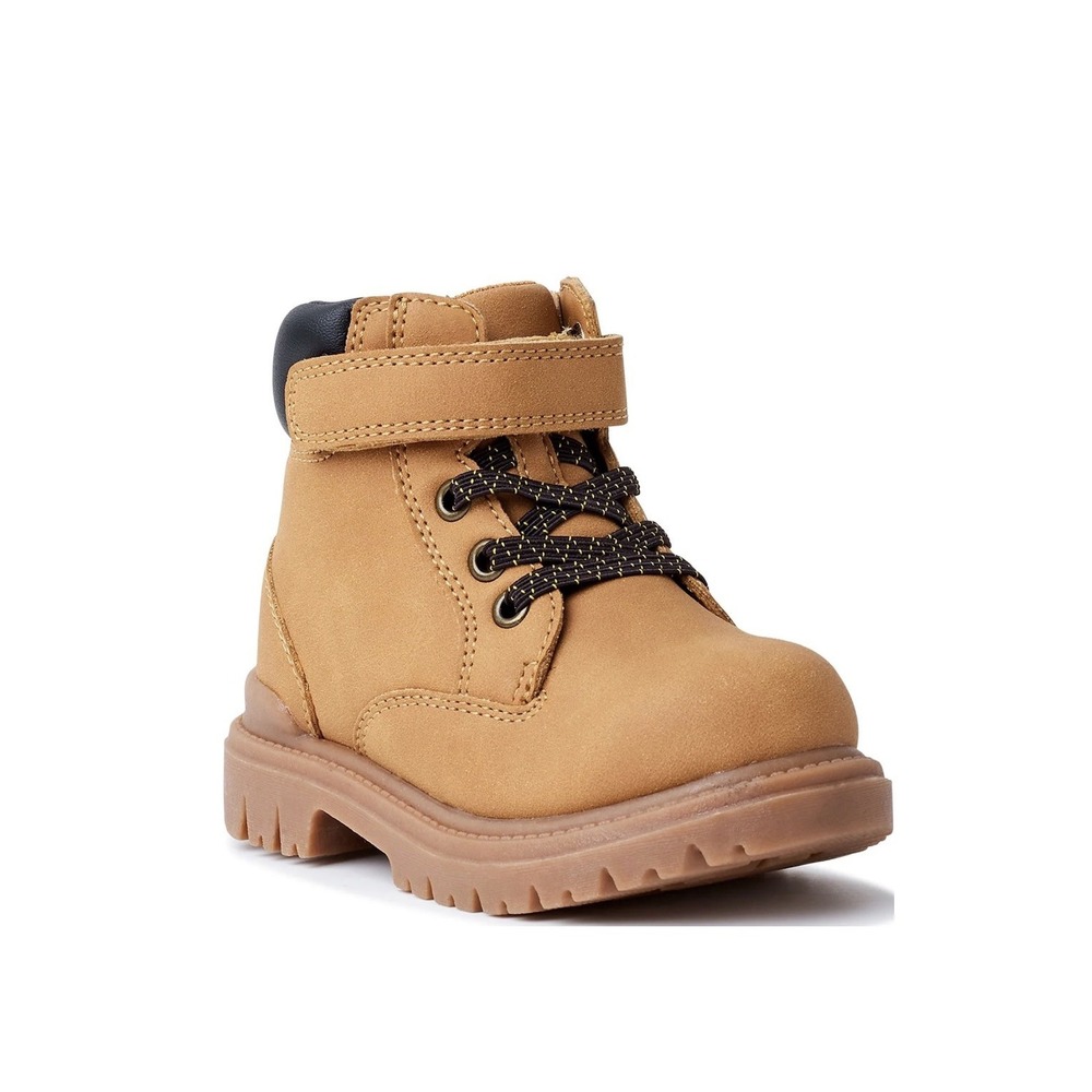 NEW Boys Tan Work Boots Trucker  Strap Side Zip Slip On Brown Kids 7 NWT